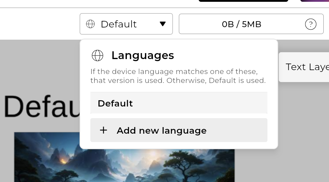 Language selection popup opened from the Add New Language button