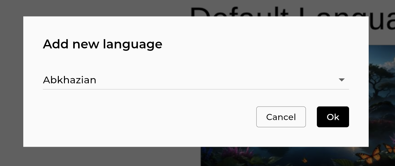 Scrolling the full list of available languages in the popup